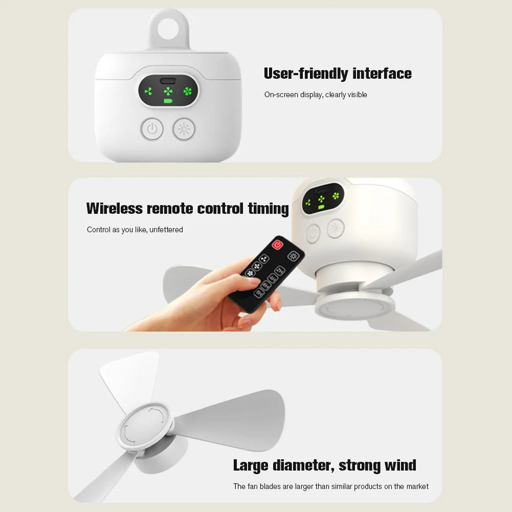 Portable Ceiling Fan Light Rechargeable Camping Fan with Remote Control Outdoor Fan for Outdoor Camping Dorm - Merit Sell