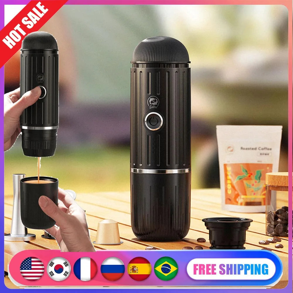 Portable Coffee Maker Electric Espresso Machine Compatible with Capsule & Ground Coffee Capsules Coffee Maker 2 In 1 for Hiking - Merit Sell