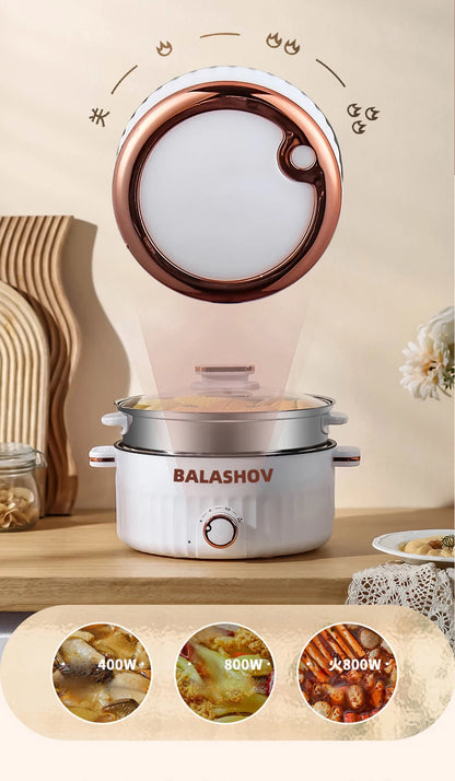 Portable Electric Multifunctional Cooker Household Double Layer Hot Pot Mini Non-stick Cookware for Kitchen and Home Appliance - Merit Sell