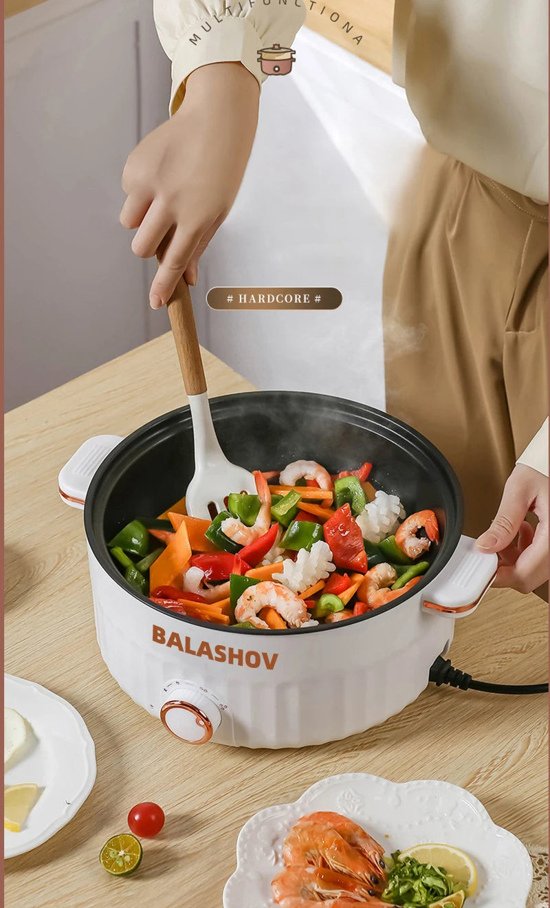 Portable Electric Multifunctional Cooker Household Double Layer Hot Pot Mini Non-stick Cookware for Kitchen and Home Appliance - Merit Sell