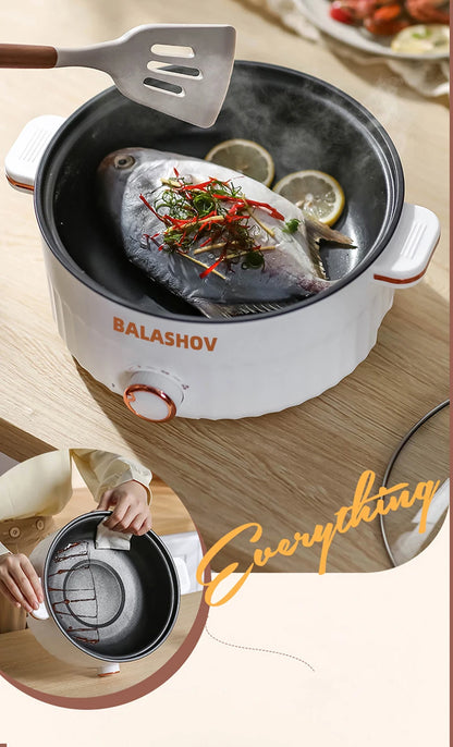 Portable Electric Multifunctional Cooker Household Double Layer Hot Pot Mini Non-stick Cookware for Kitchen and Home Appliance - Merit Sell