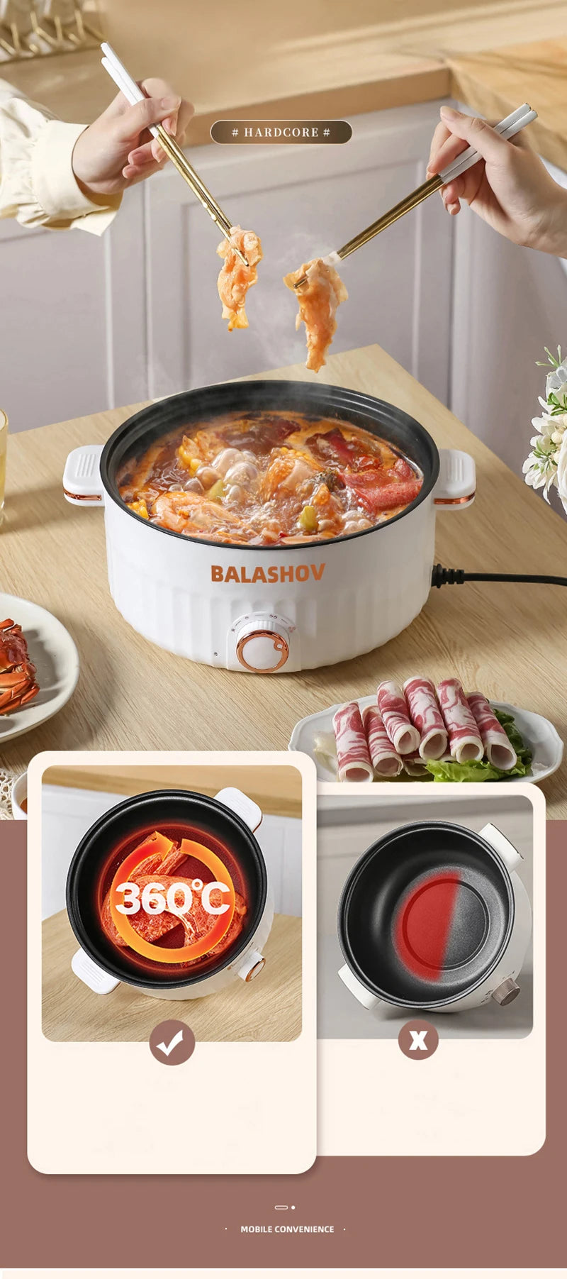 Portable Electric Multifunctional Cooker Household Double Layer Hot Pot Mini Non-stick Cookware for Kitchen and Home Appliance - Merit Sell