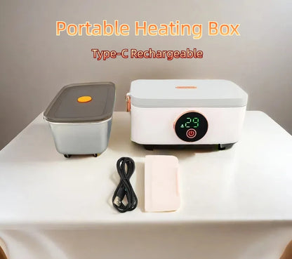 Portable Lunch Warmer Box Electric 1L Capacity USB Rechargeable Cordless for Office Travel Car LED Display Type-C - Merit Sell