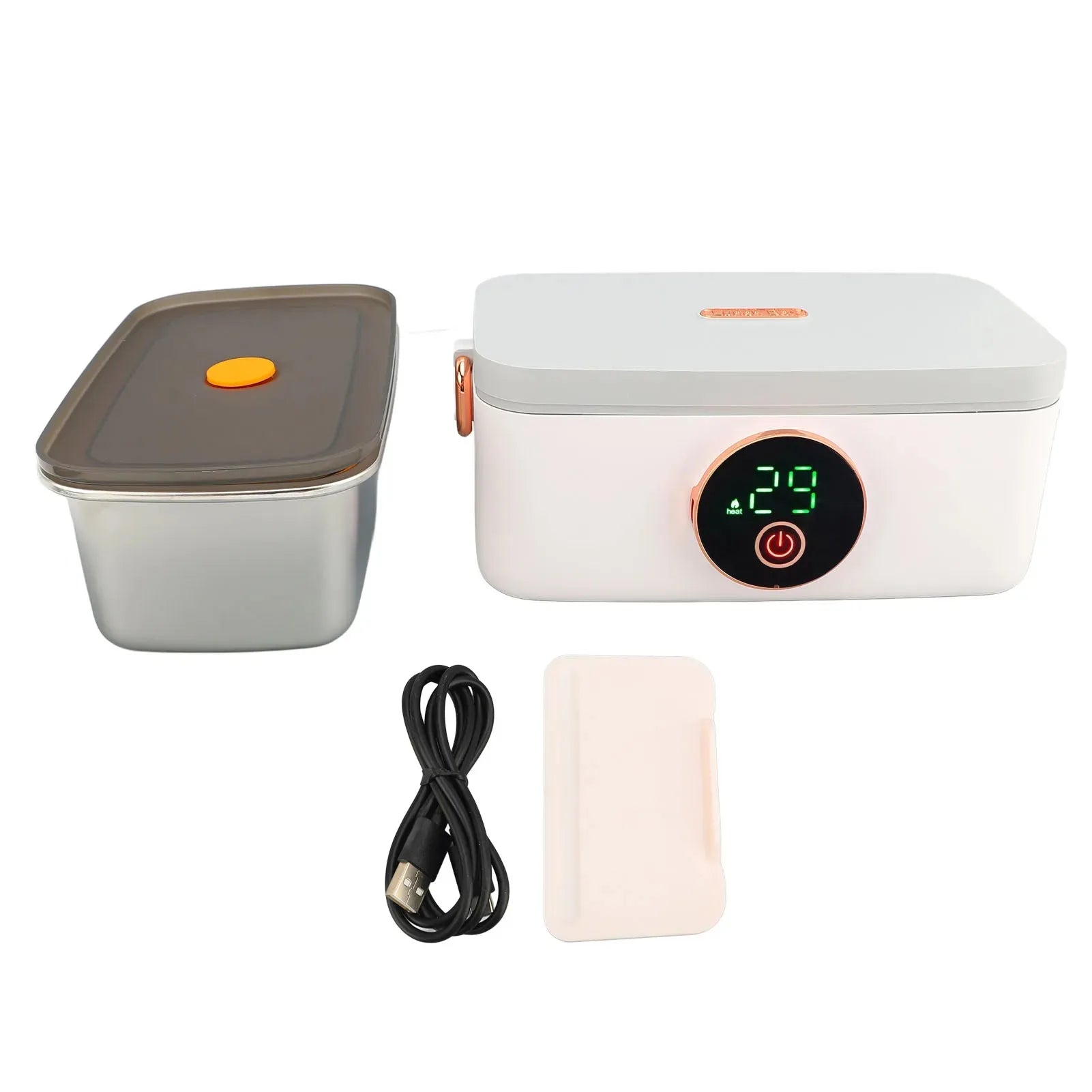 Portable Lunch Warmer Box Electric 1L Capacity USB Rechargeable Cordless for Office Travel Car LED Display Type-C - Merit Sell