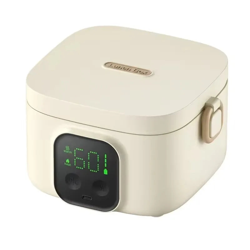 Portable Lunch Warmer Box Electric 1L Capacity USB Rechargeable Cordless for Office Travel Car LED Display Type-C - Merit Sell