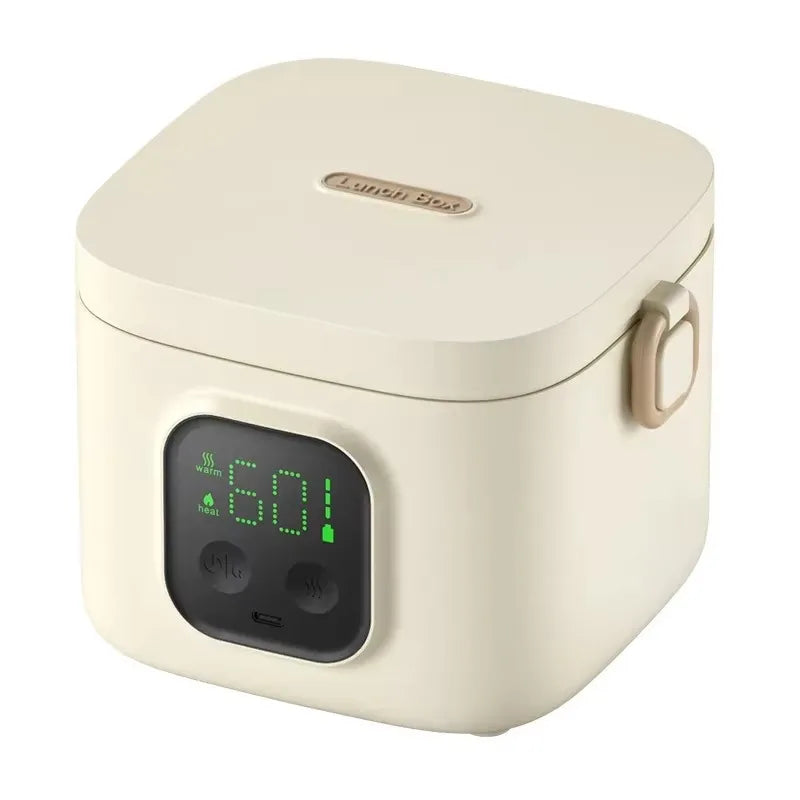 Portable Lunch Warmer Box Electric 1L Capacity USB Rechargeable Cordless for Office Travel Car LED Display Type-C - Merit Sell