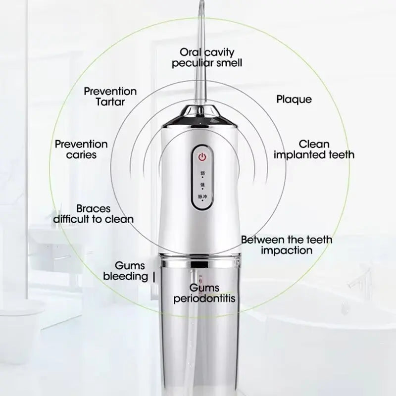 Portable Smart Electric Oral Irrigator Water Flosser 4 Jets 3 Modes Rechargeable Dental Water Jet Irrigator Dental Teeth Cleaner - Merit Sell