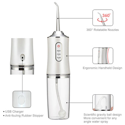Portable Smart Electric Oral Irrigator Water Flosser 4 Jets 3 Modes Rechargeable Dental Water Jet Irrigator Dental Teeth Cleaner - Merit Sell