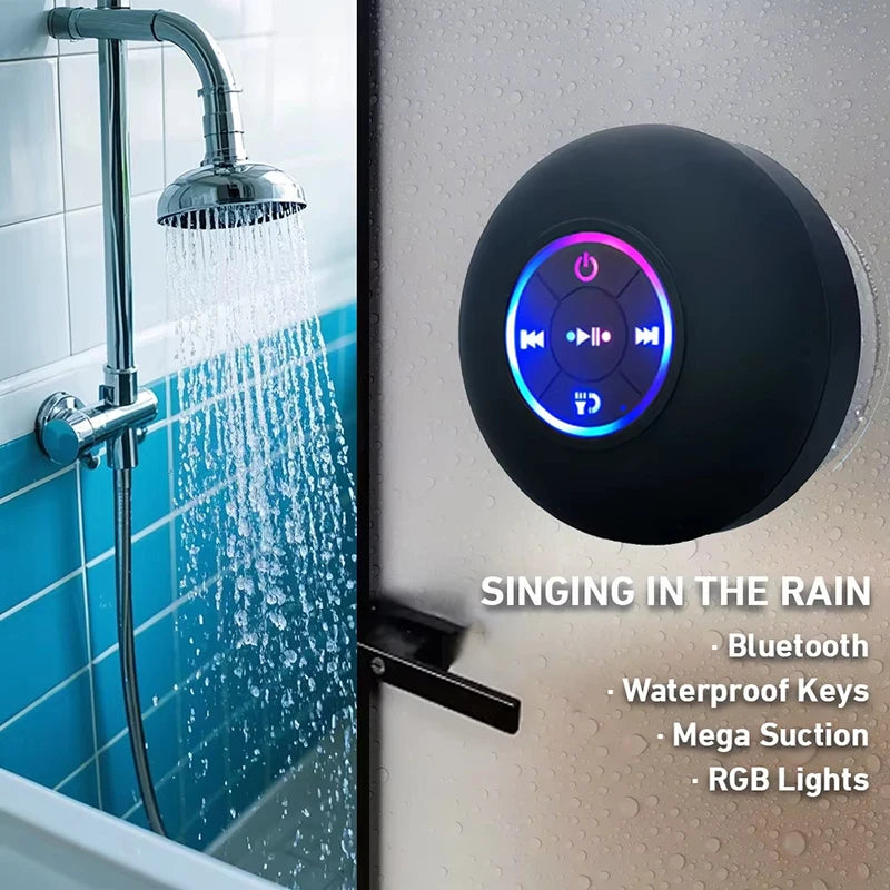 Portable Wireless Bluetooth Speaker LED Light IPX4 Waterproof Loudspeaker Outdoor Bathroom Large Suction Cup Stereo Sound Box - Merit Sell