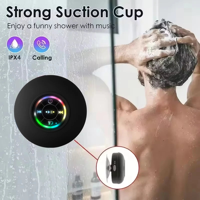 Portable Wireless Bluetooth Speaker LED Light IPX4 Waterproof Loudspeaker Outdoor Bathroom Large Suction Cup Stereo Sound Box - Merit Sell