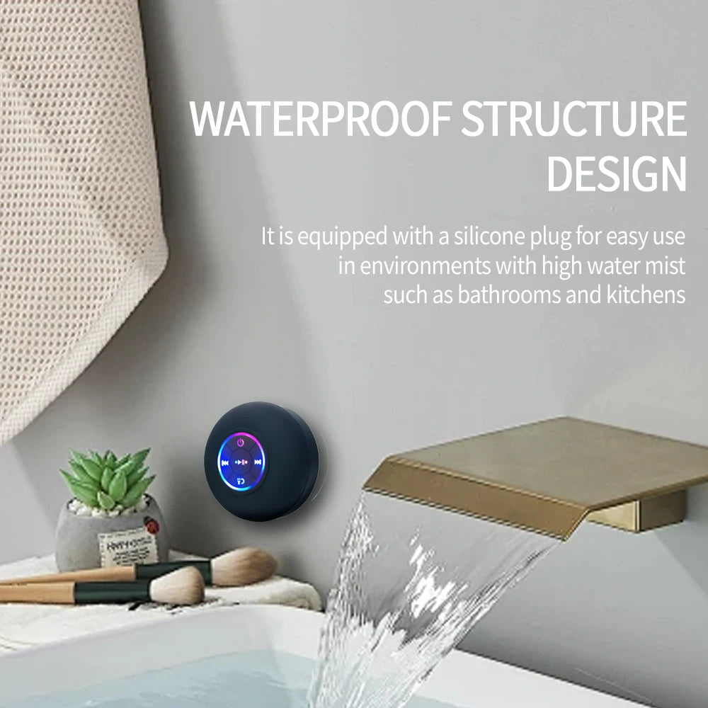 Portable Wireless Bluetooth Speaker LED Light IPX4 Waterproof Loudspeaker Outdoor Bathroom Large Suction Cup Stereo Sound Box - Merit Sell