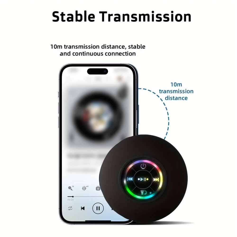 Portable Wireless Bluetooth Speaker LED Light IPX4 Waterproof Loudspeaker Outdoor Bathroom Large Suction Cup Stereo Sound Box - Merit Sell