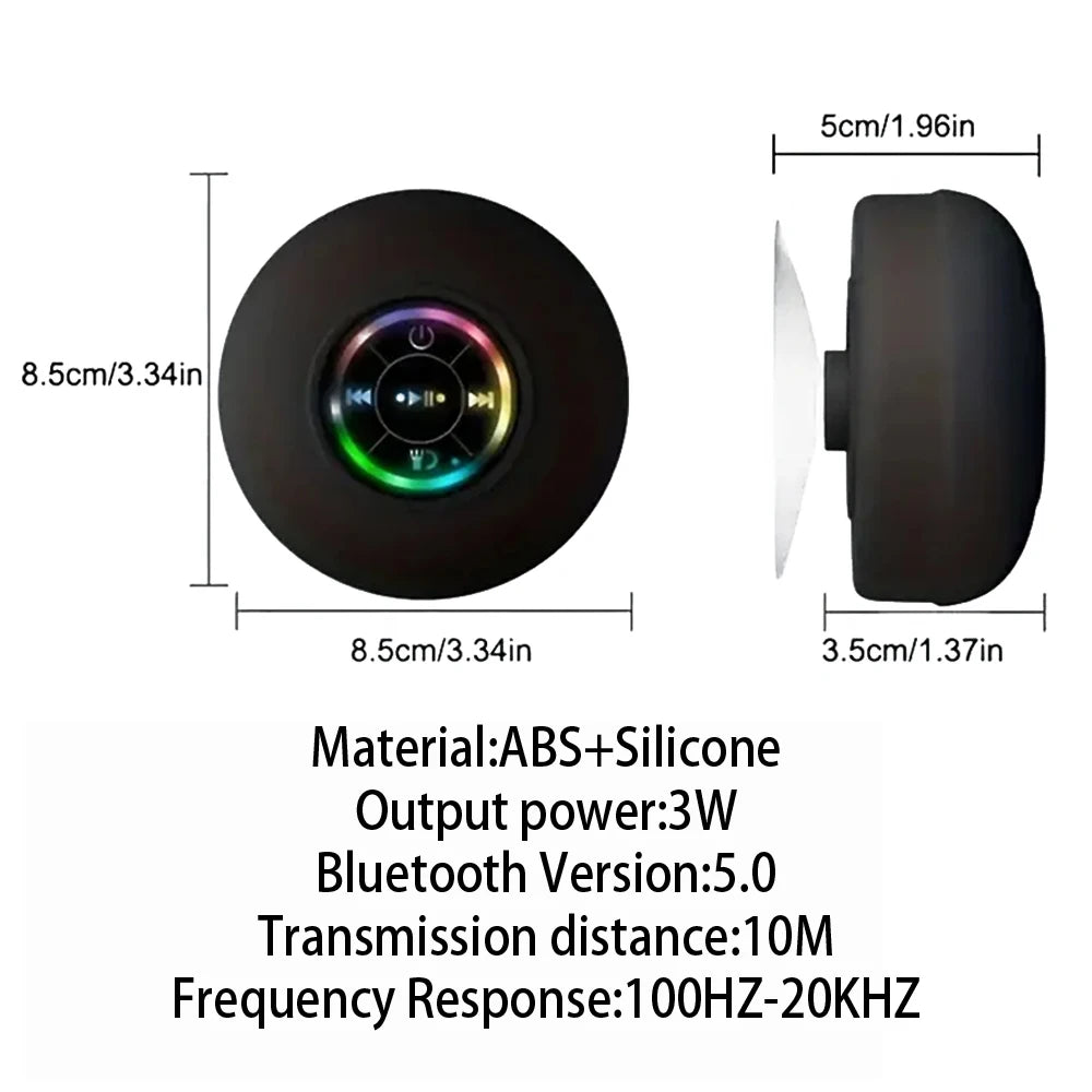 Portable Wireless Bluetooth Speaker LED Light IPX4 Waterproof Loudspeaker Outdoor Bathroom Large Suction Cup Stereo Sound Box - Merit Sell
