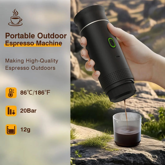 Portable espresso machine, coffee maker for on the go, 3-in-1 rechargeable coffee maker for the car, compatible with ground coff - Merit Sell