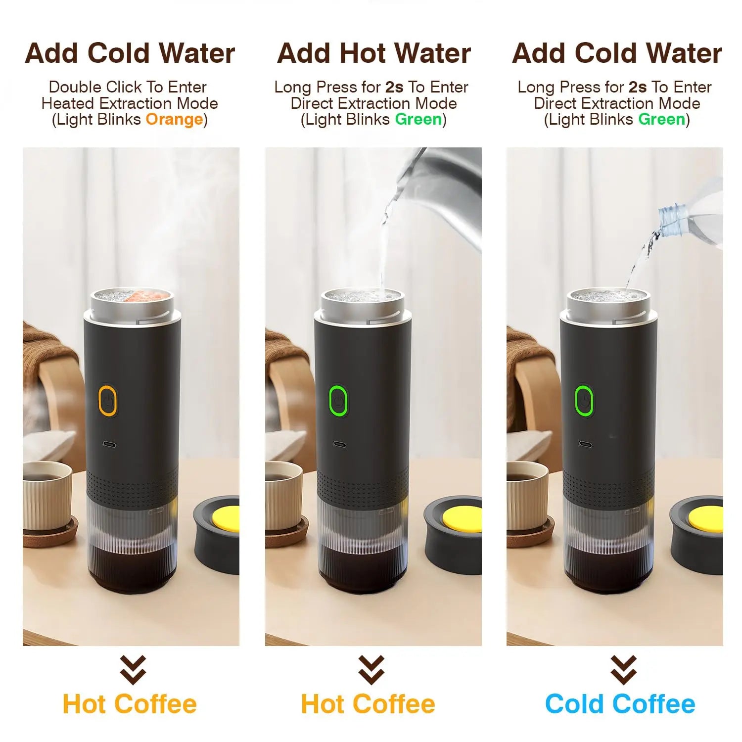 Portable espresso machine, coffee maker for on the go, 3-in-1 rechargeable coffee maker for the car, compatible with ground coff - Merit Sell
