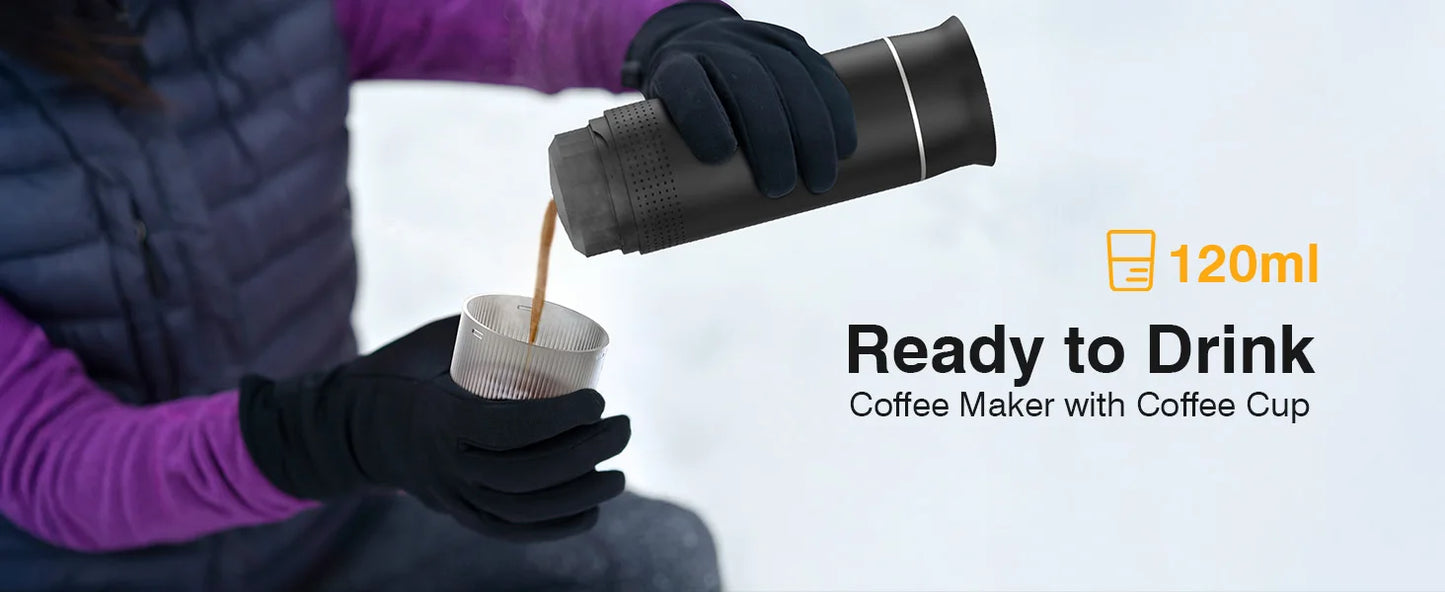 Portable espresso machine, coffee maker for on the go, 3-in-1 rechargeable coffee maker for the car, compatible with ground coff - Merit Sell