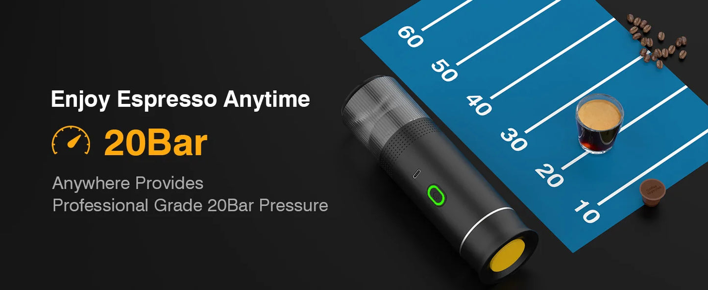 Portable espresso machine, coffee maker for on the go, 3-in-1 rechargeable coffee maker for the car, compatible with ground coff - Merit Sell