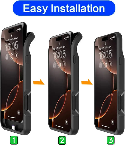 Power Case for iPhone 16 Pro Smart Battery Charger Case Battery Pack Rechargeable Power Bank External Battery Charging Cover - Merit Sell