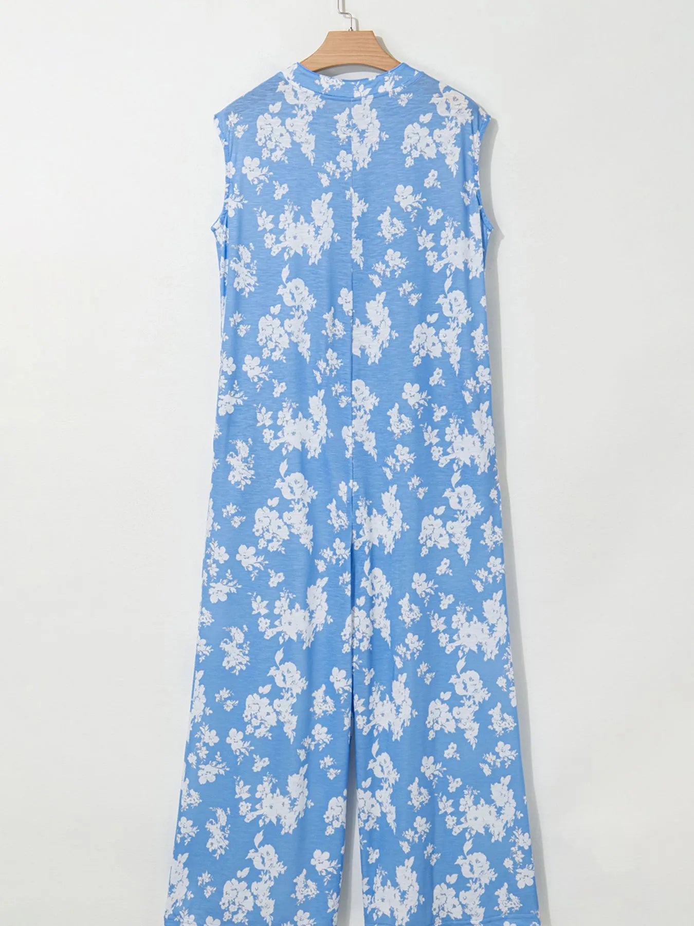 Printed Button-Front Wide Leg Jumpsuit - Merit Sell