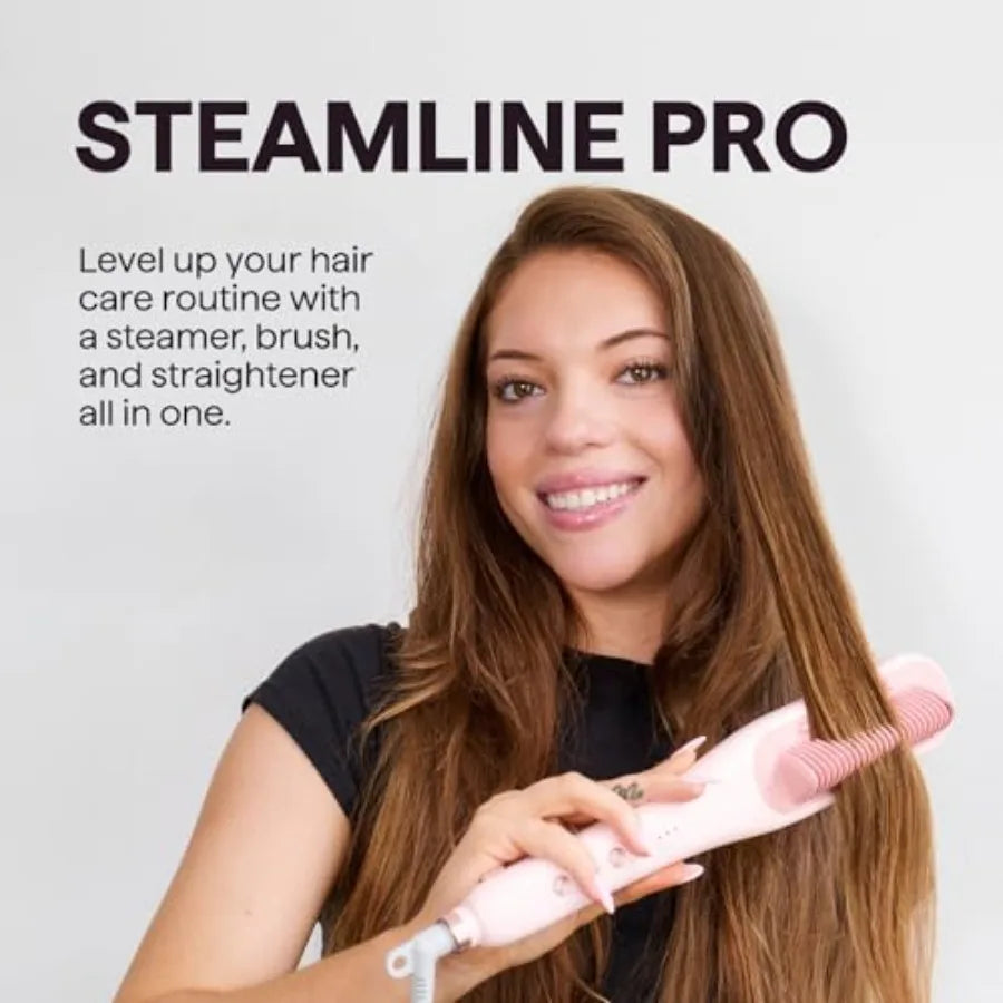 Pro Steam Hair Straightener Brush, Steamline Pro 3-in-1 Straightening Brush for Curly Hair, Fast Salon Results with Less Damage - Merit Sell