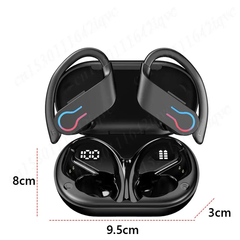 Q63 Wireless Earbuds Bluetooth 5.3 Headphones with Earhooks Built-in Mic Earphones Waterproof Headphones Ear Buds for Sports - Merit Sell