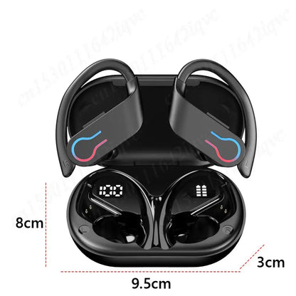 Q63 Wireless Earbuds Bluetooth 5.3 Headphones with Earhooks Built-in Mic Earphones Waterproof Headphones Ear Buds for Sports - Merit Sell