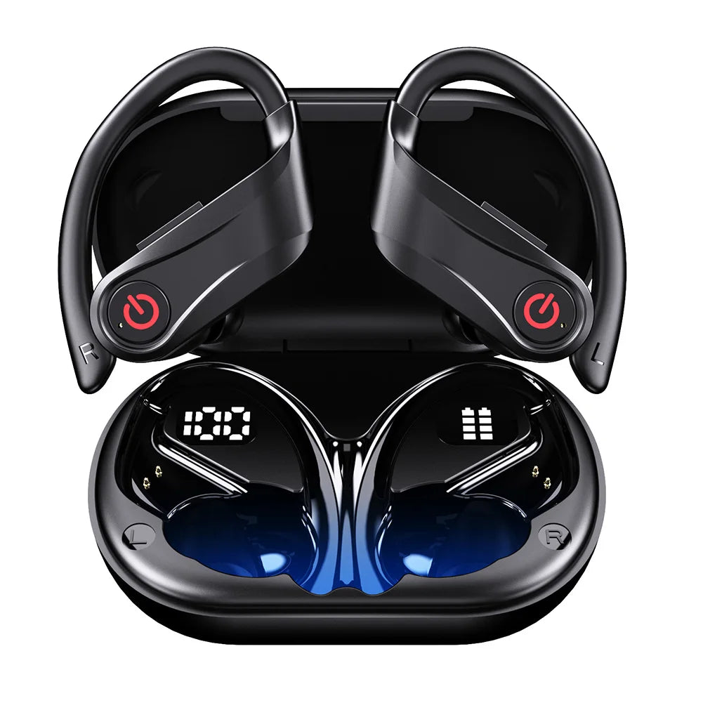Q63 Wireless Earbuds Bluetooth 5.3 Headphones with Earhooks Built-in Mic Earphones Waterproof Headphones Ear Buds for Sports - Merit Sell