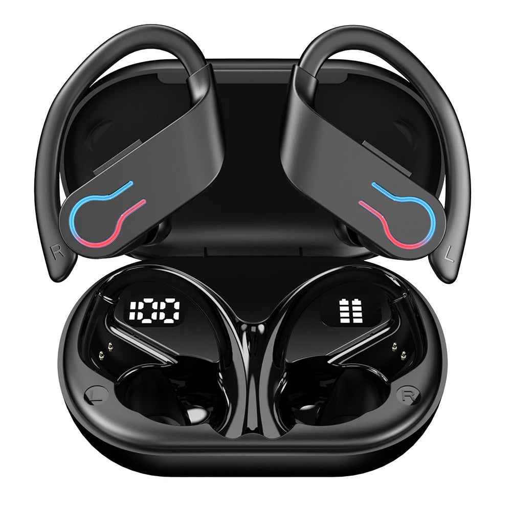 Q63 Wireless Earbuds Bluetooth 5.3 Headphones with Earhooks Built-in Mic Earphones Waterproof Headphones Ear Buds for Sports - Merit Sell