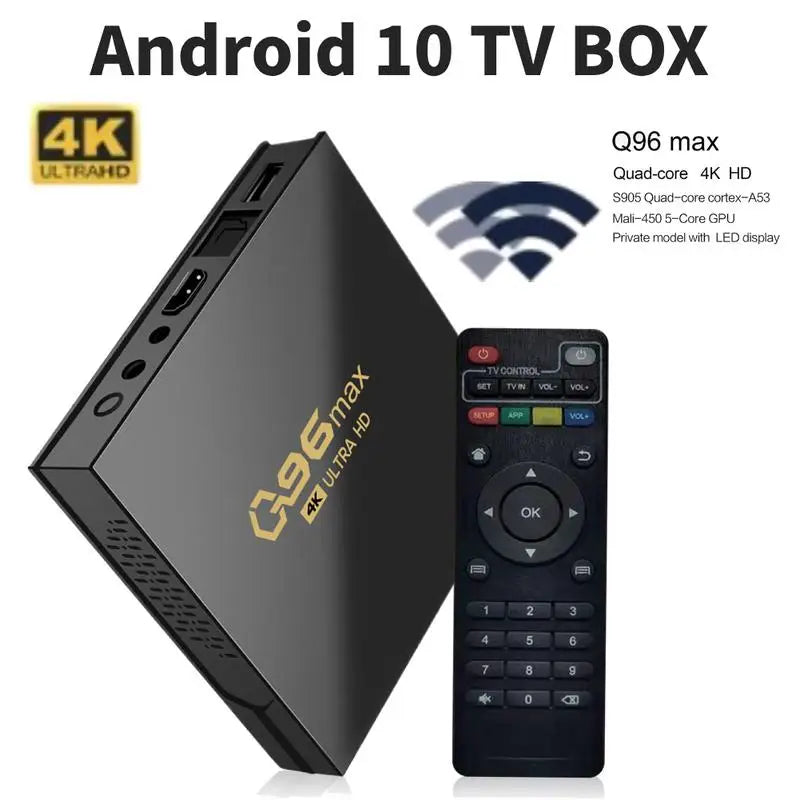 Q96 MAX cheap tv box 8/16GB+128/256GB Quad Core 4k tv box device RJ45 10M/100M Wifi box android 10 BT Voice Media player - Merit Sell