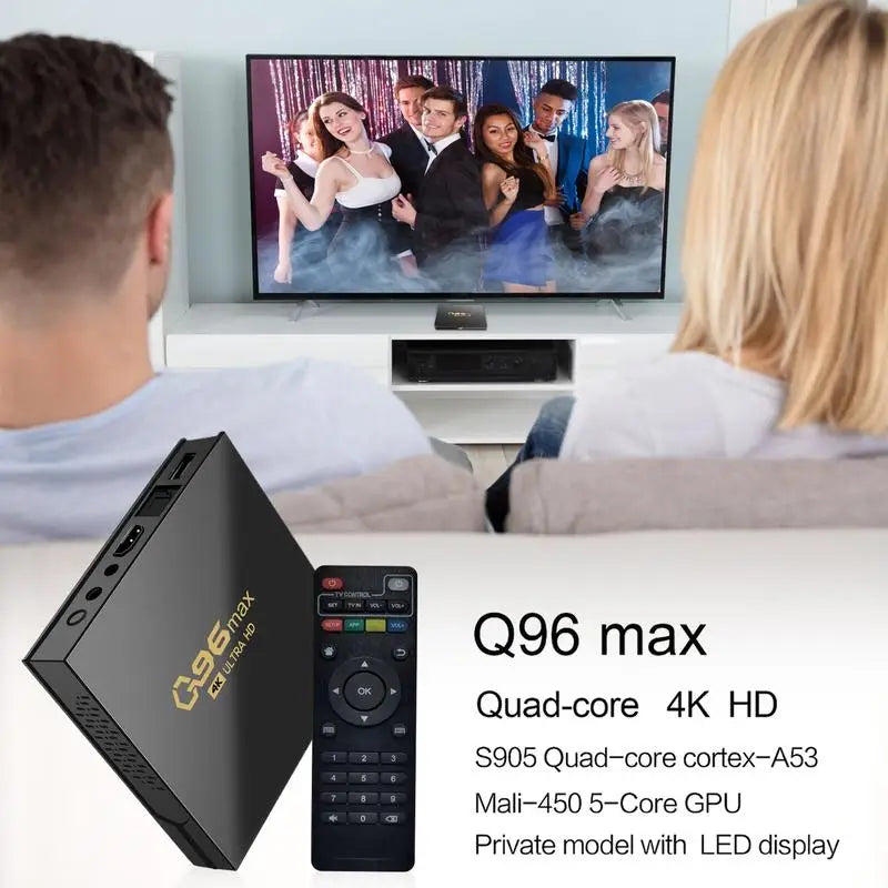 Q96 MAX cheap tv box 8/16GB+128/256GB Quad Core 4k tv box device RJ45 10M/100M Wifi box android 10 BT Voice Media player - Merit Sell
