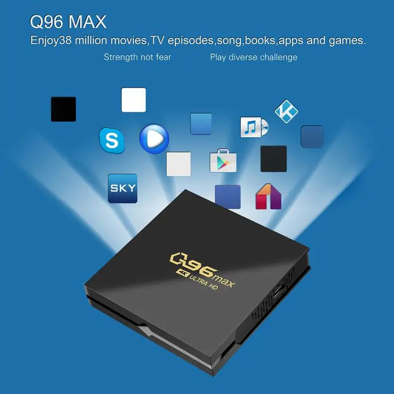 Q96 MAX cheap tv box 8/16GB+128/256GB Quad Core 4k tv box device RJ45 10M/100M Wifi box android 10 BT Voice Media player - Merit Sell
