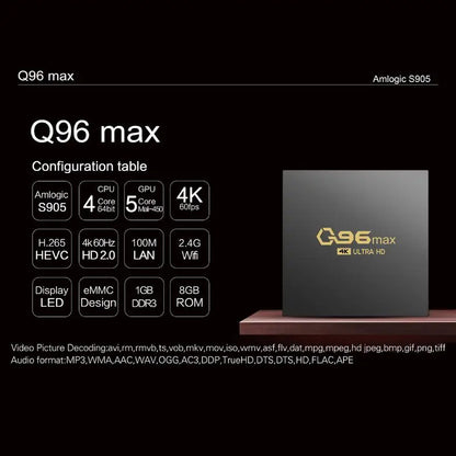 Q96 MAX cheap tv box 8/16GB+128/256GB Quad Core 4k tv box device RJ45 10M/100M Wifi box android 10 BT Voice Media player - Merit Sell