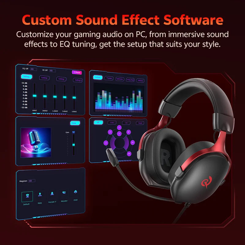 QCY VN200 Pro Wired Gaming Headset With Mic 40mm Driver 7.1 Surround Over Ear Headphones For PC PS4 PS5 Gamer Headphones - Merit Sell