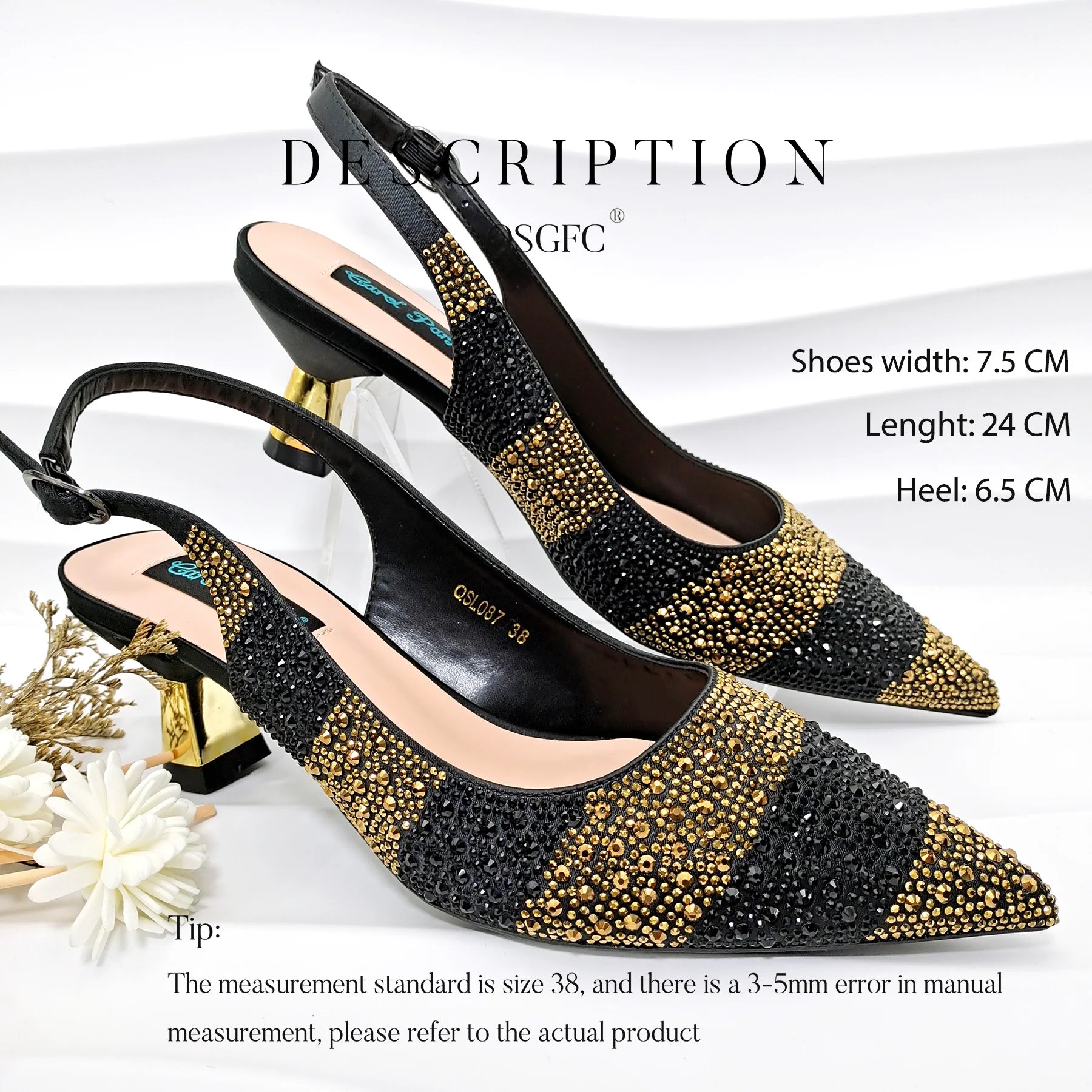 QSGFC Ladies High Quality Women's Pumps A Pair shoes Or set Italian Fashion Design Black Gold Color Bag For Nigeria Wedding - Merit Sell