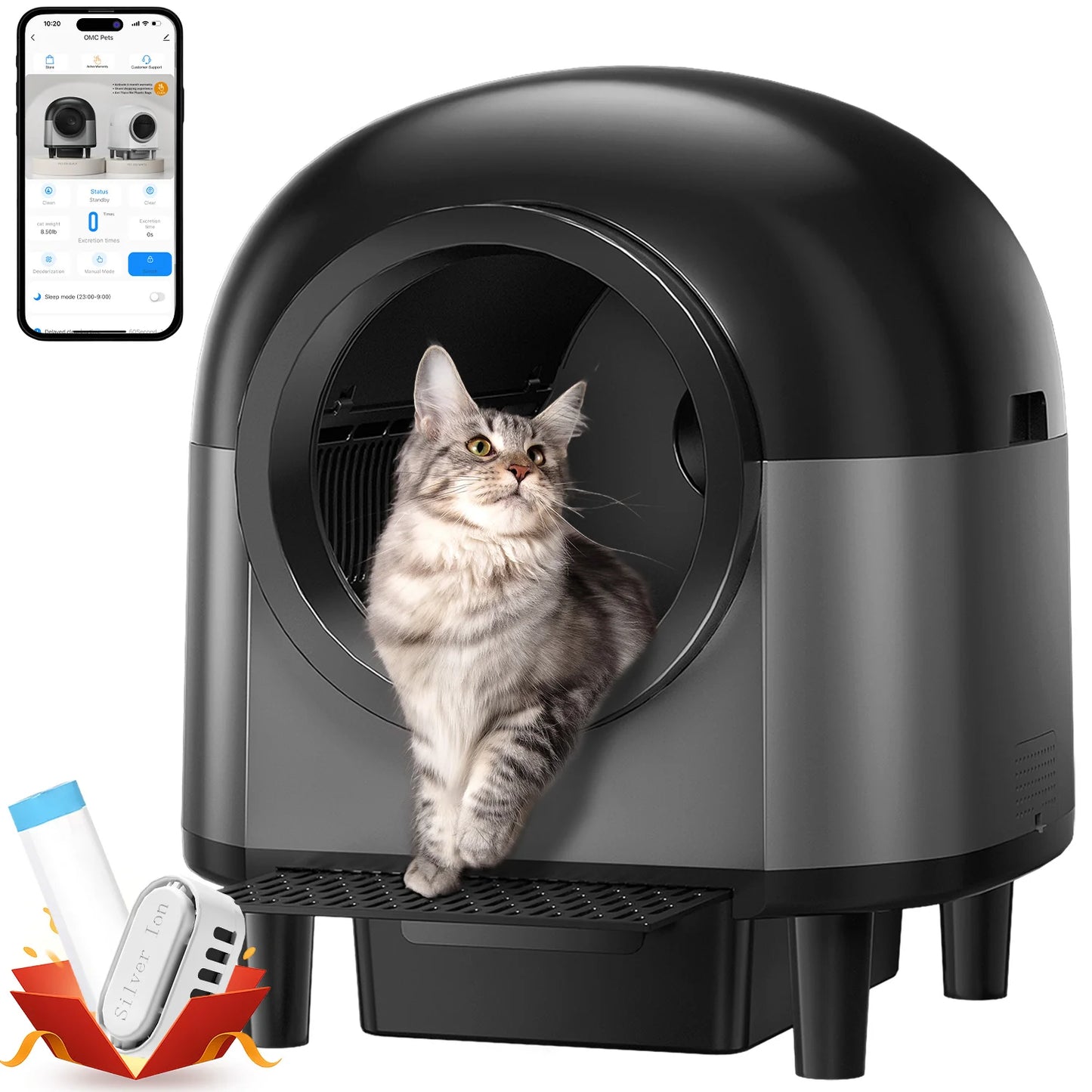 REDSASA Self Cleaning Automatic Cat Litter Box,110L Large Space Cat Smart Toilet with Stairs, Safety Protection, APP-Control - Merit Sell