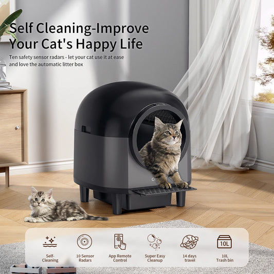 REDSASA Self Cleaning Automatic Cat Litter Box,110L Large Space Cat Smart Toilet with Stairs, Safety Protection, APP-Control - Merit Sell