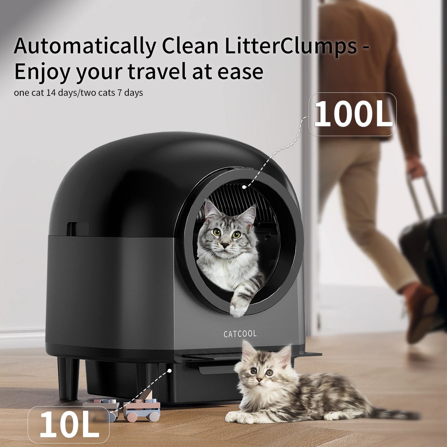 REDSASA Self Cleaning Automatic Cat Litter Box,110L Large Space Cat Smart Toilet with Stairs, Safety Protection, APP-Control - Merit Sell