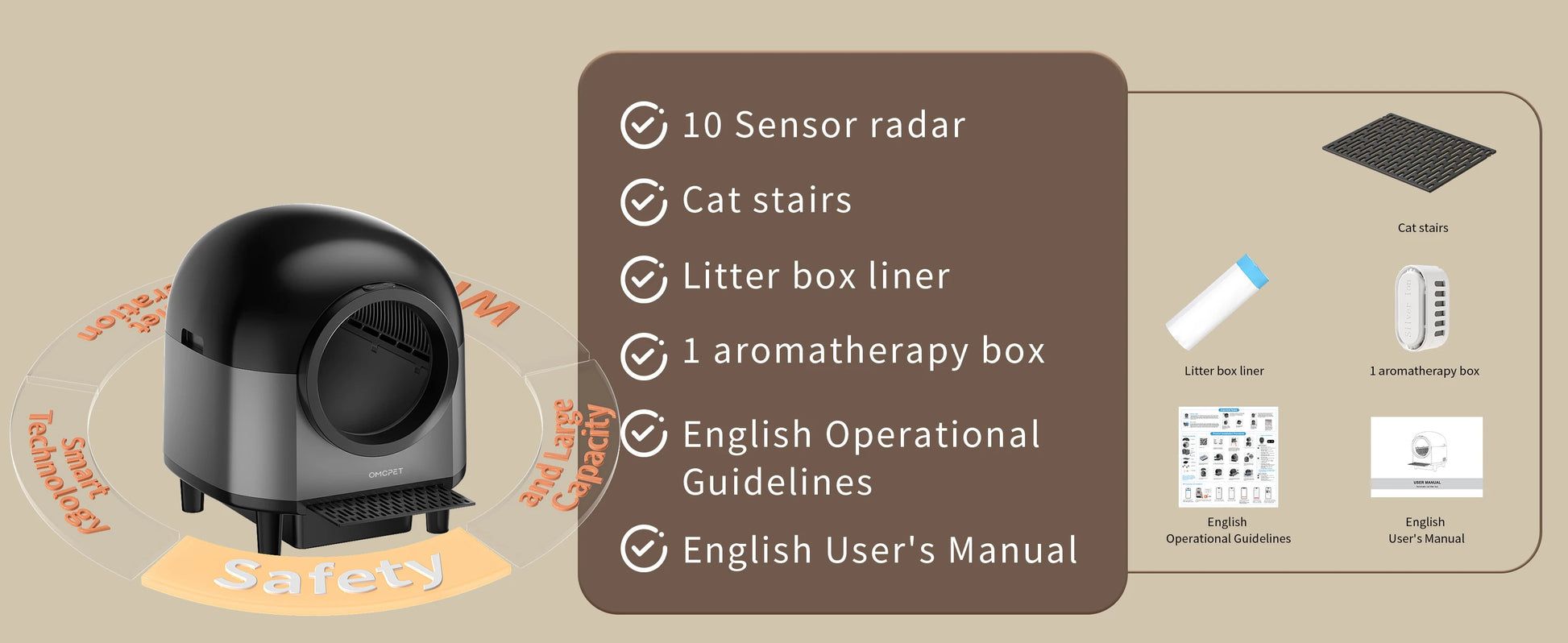 REDSASA Self Cleaning Automatic Cat Litter Box,110L Large Space Cat Smart Toilet with Stairs, Safety Protection, APP-Control - Merit Sell