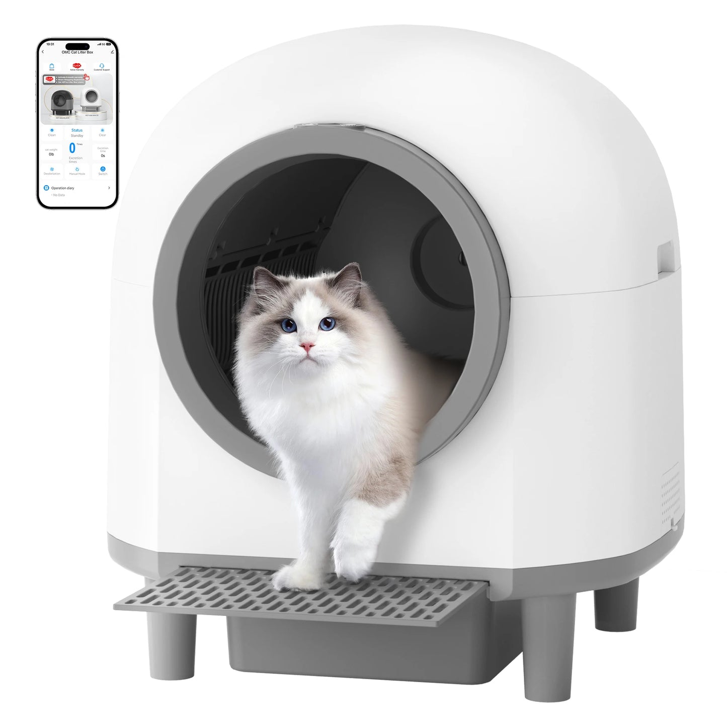 REDSASA Self Cleaning Automatic Cat Litter Box,110L Large Space Cat Smart Toilet with Stairs, Safety Protection, APP-Control - Merit Sell