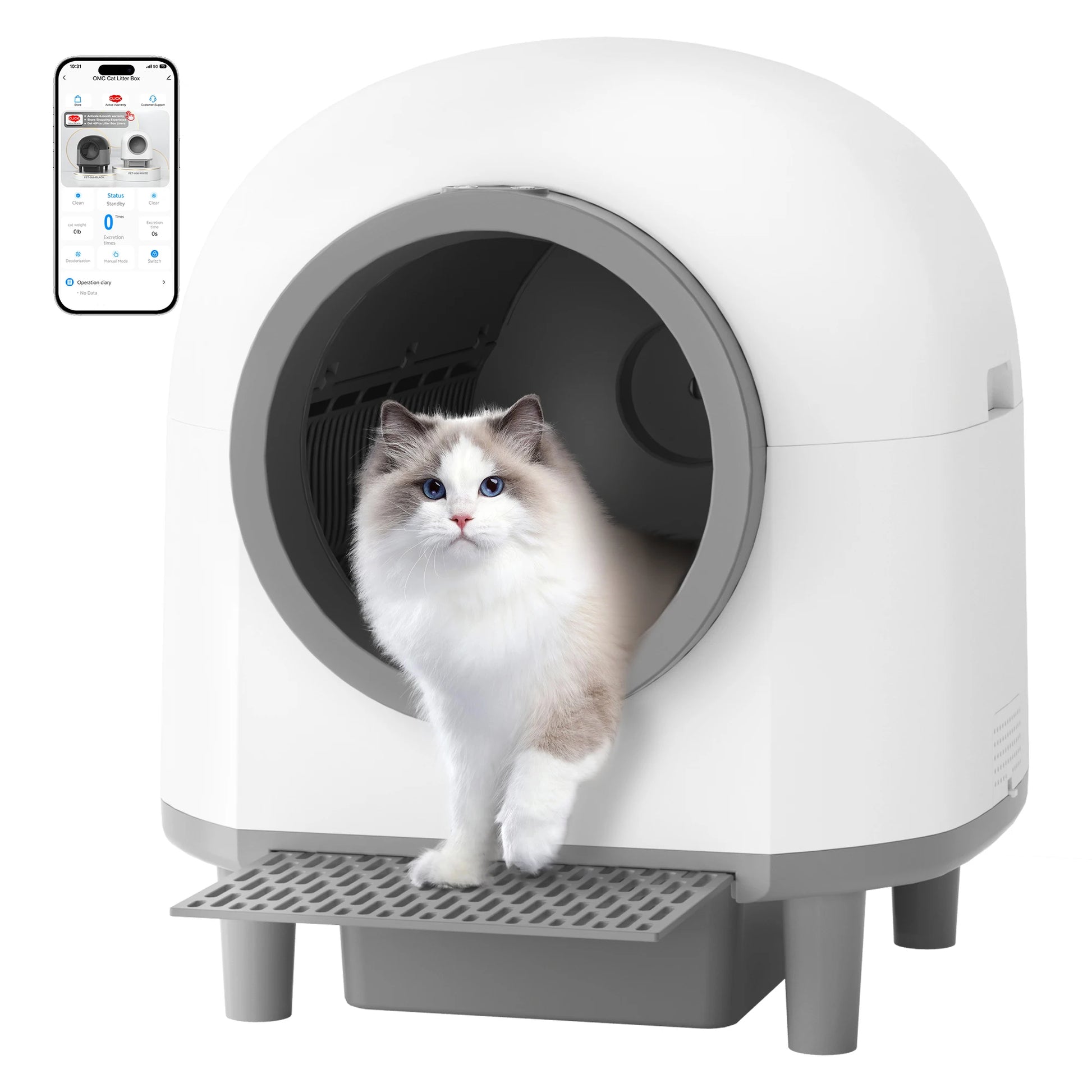 REDSASA Self Cleaning Automatic Cat Litter Box,110L Large Space Cat Smart Toilet with Stairs, Safety Protection, APP-Control - Merit Sell