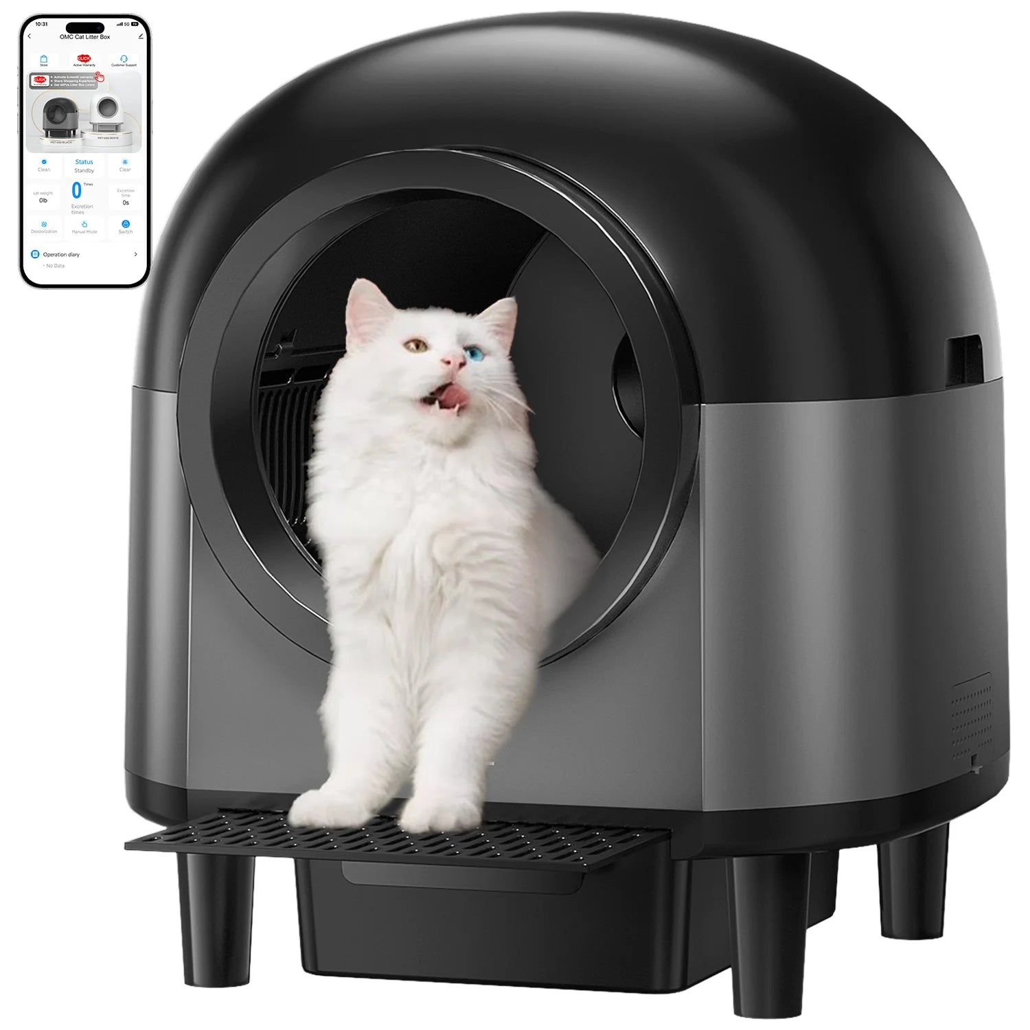 REDSASA Self Cleaning Automatic Cat Litter Box,110L Large Space Cat Smart Toilet with Stairs, Safety Protection, APP-Control - Merit Sell
