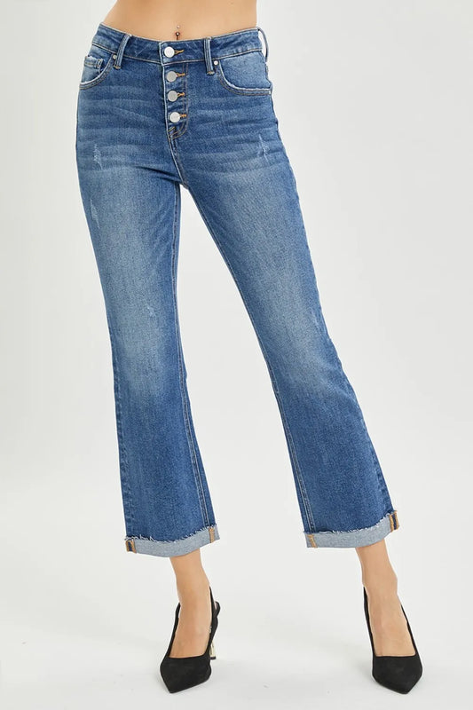 RISEN Full Size Button Fly Cropped Bootcut Jeans - Merit Sell