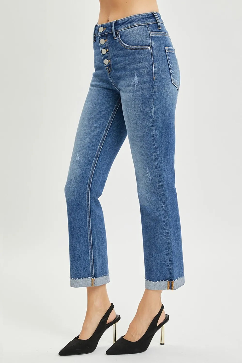 RISEN Full Size Button Fly Cropped Bootcut Jeans - Merit Sell