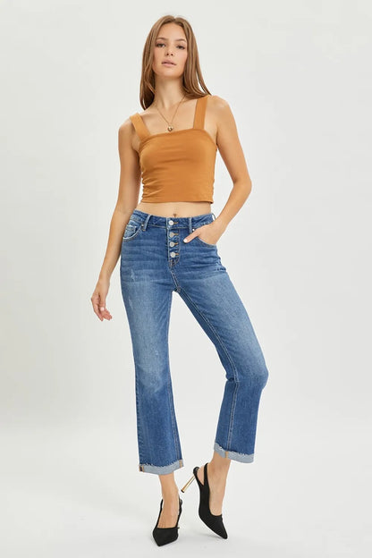 RISEN Full Size Button Fly Cropped Bootcut Jeans - Merit Sell