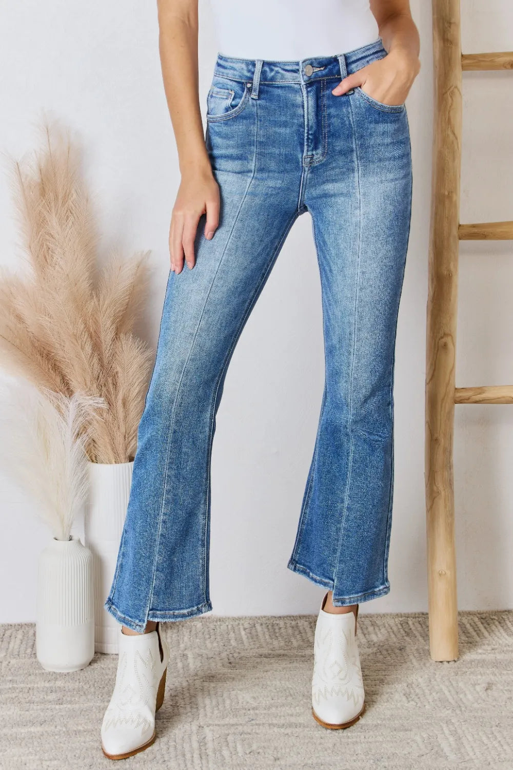 RISEN Full Size High Rise Ankle Flare Jeans - Merit Sell