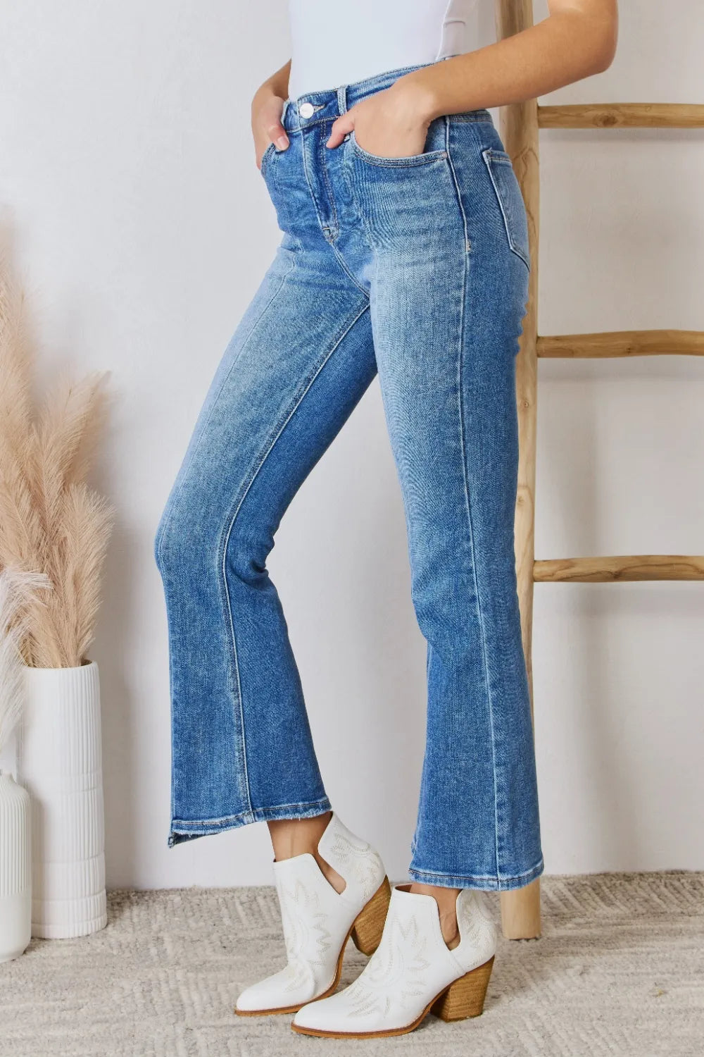RISEN Full Size High Rise Ankle Flare Jeans - Merit Sell