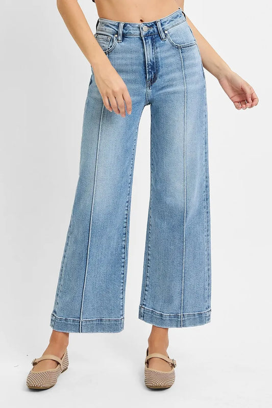 RISEN Full Size High Rise Crop Wide Leg Jeans Plus Size - Merit Sell
