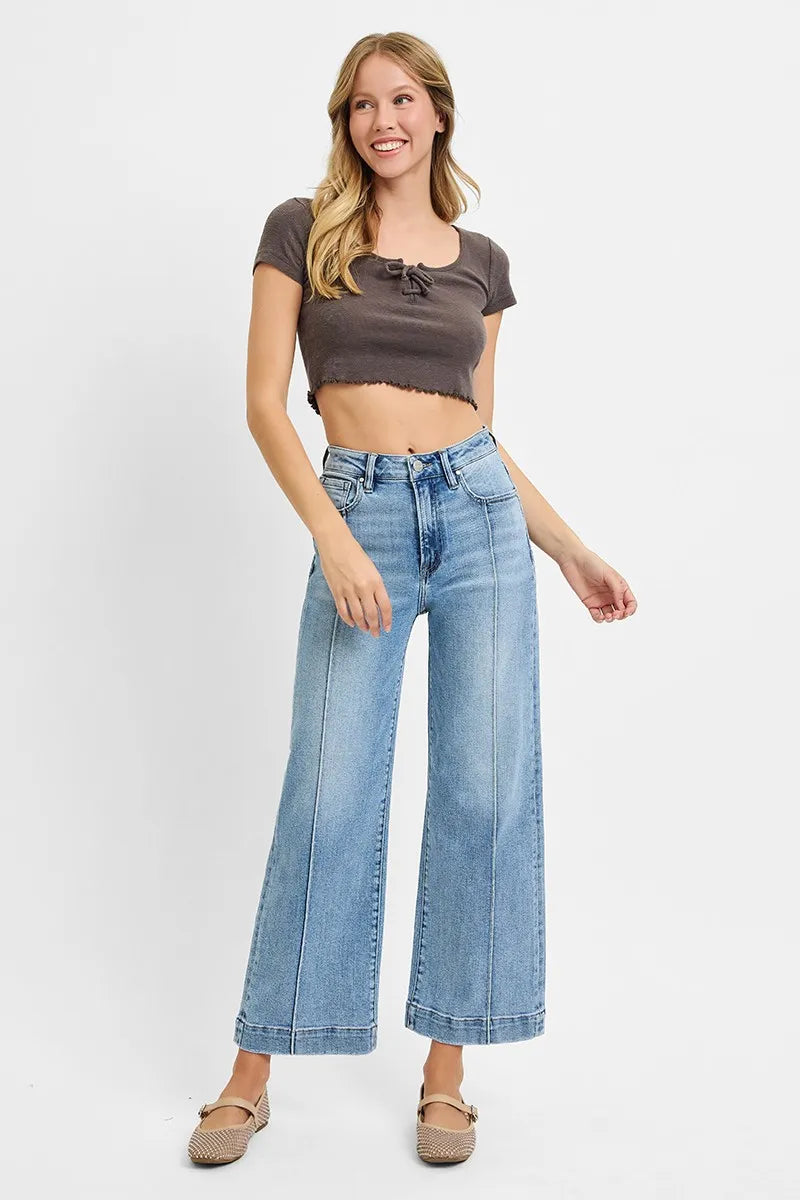 RISEN Full Size High Rise Crop Wide Leg Jeans Plus Size - Merit Sell