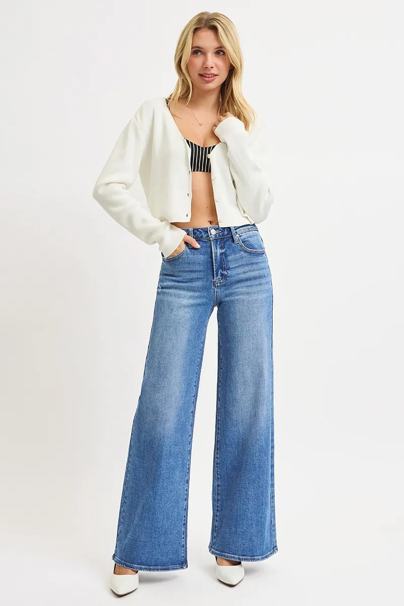 RISEN Full Size High Rise Wide Leg Jeans Plus Size - Merit Sell