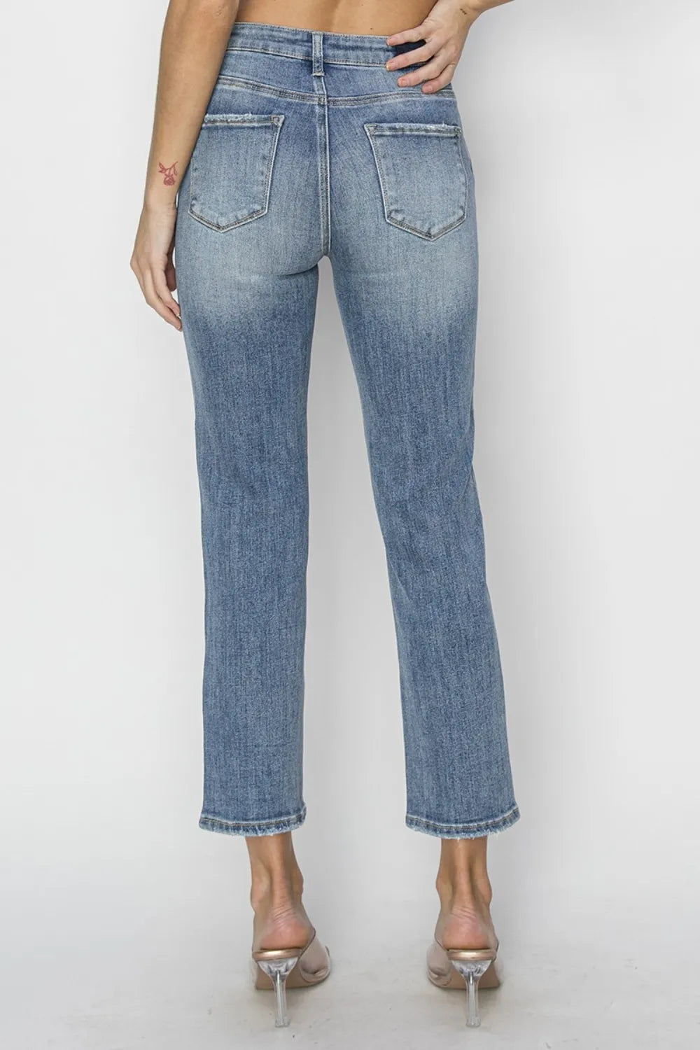 RISEN Full Size High Waist Distressed Cropped Jeans - Merit Sell